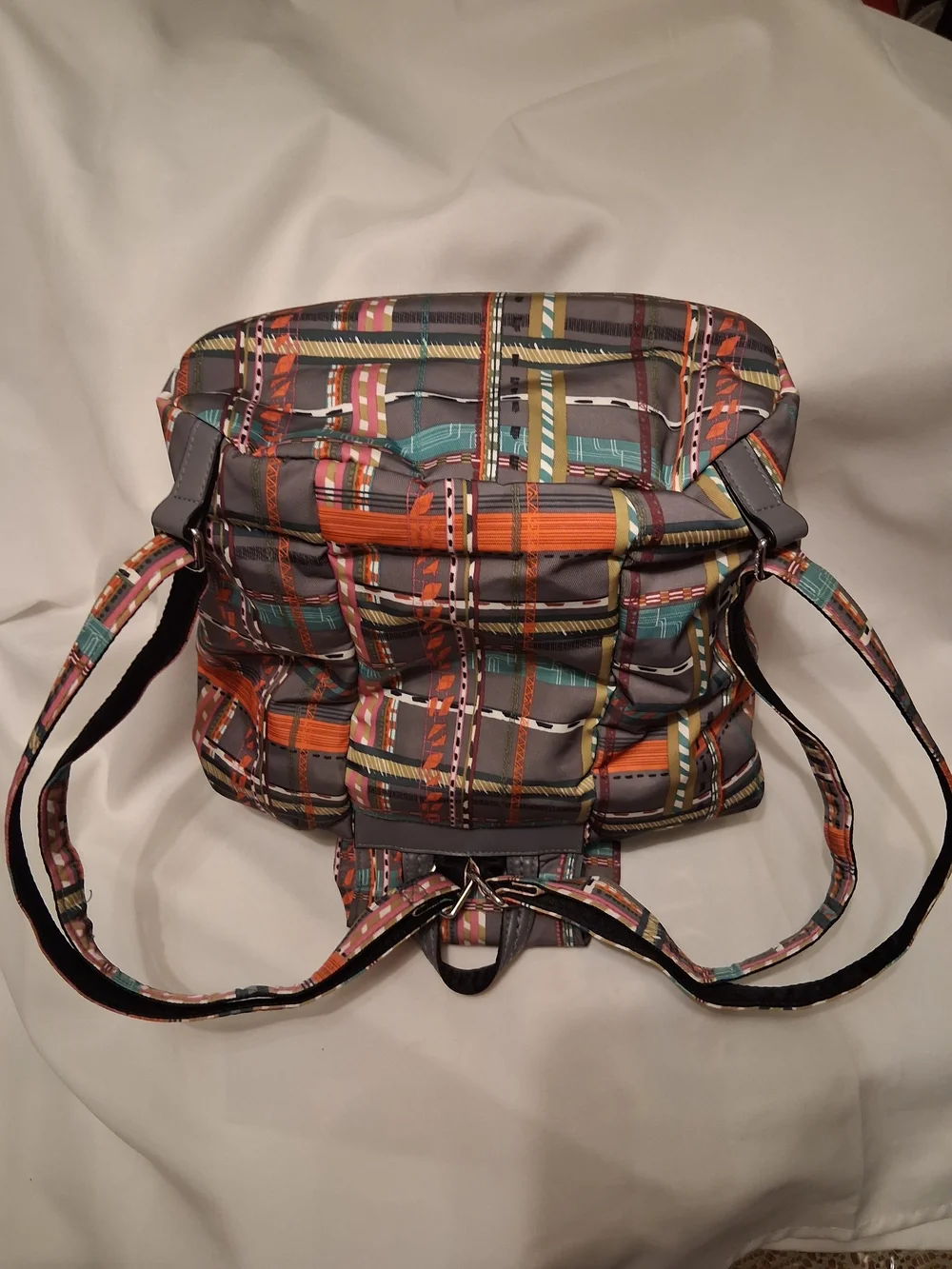 VERA BRADLEY Multicolor Plaid Print Drawstring Backpack - Style: Midtown Cargo